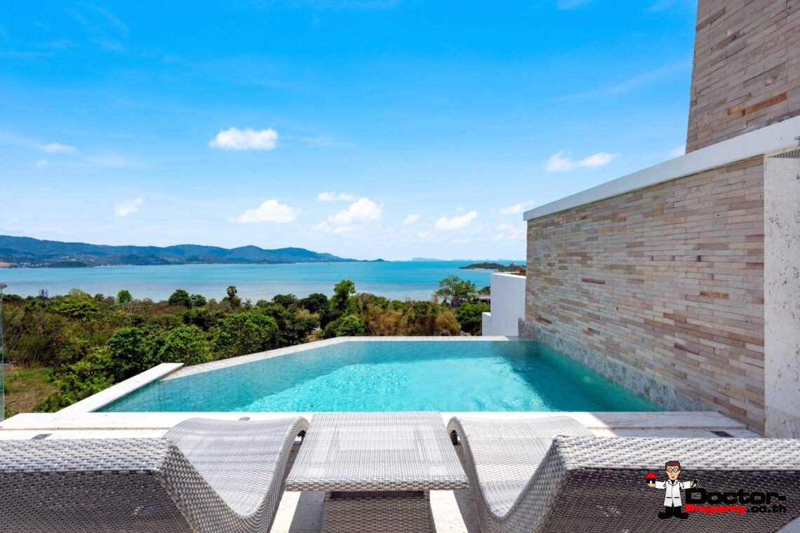 Modern 5 Bedroom Pool Villa with Sea View in Choeng Mon, Koh Samui – For Sale